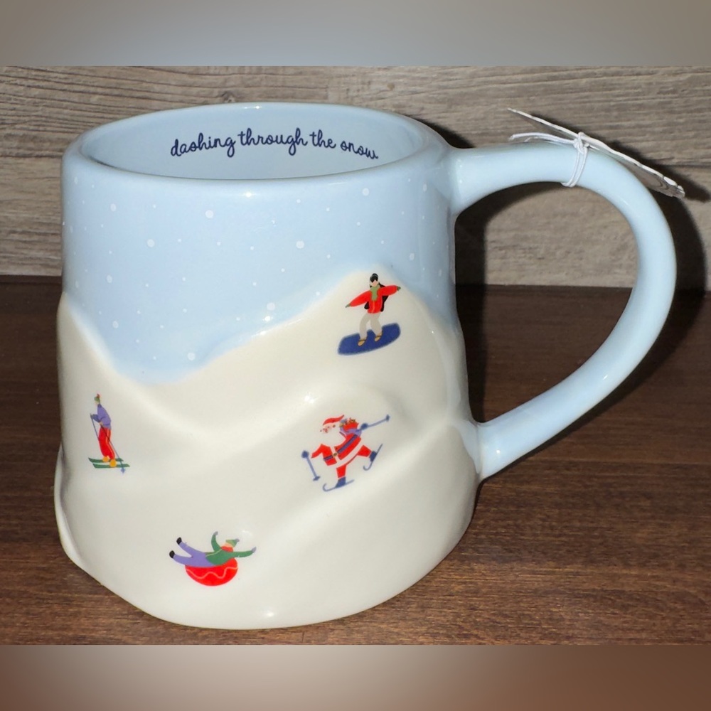 Festive Blue and Cream Ceramic Mug